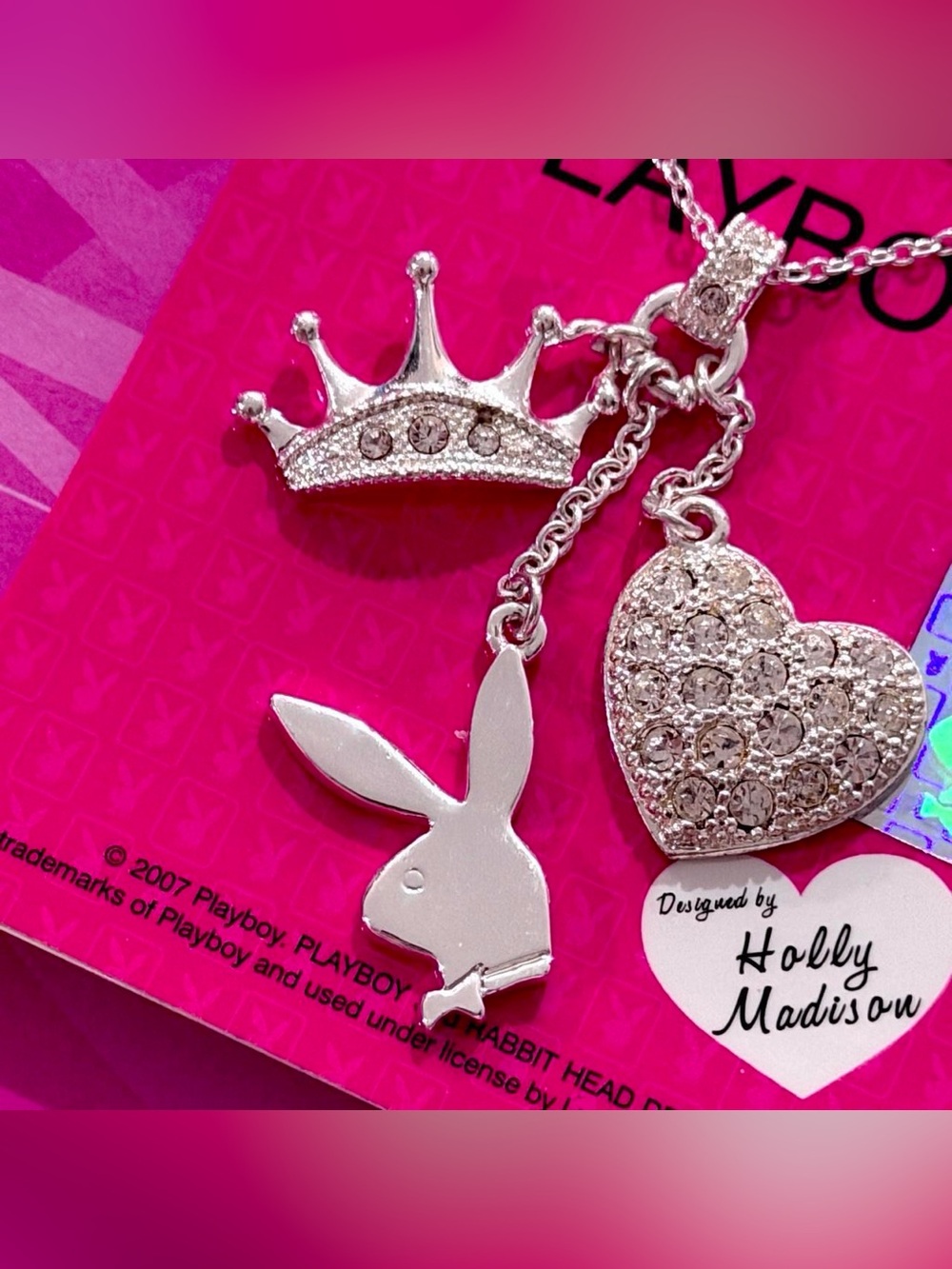 Playboy Y2K heart bunny necklace NWT - Picture 2 of 4